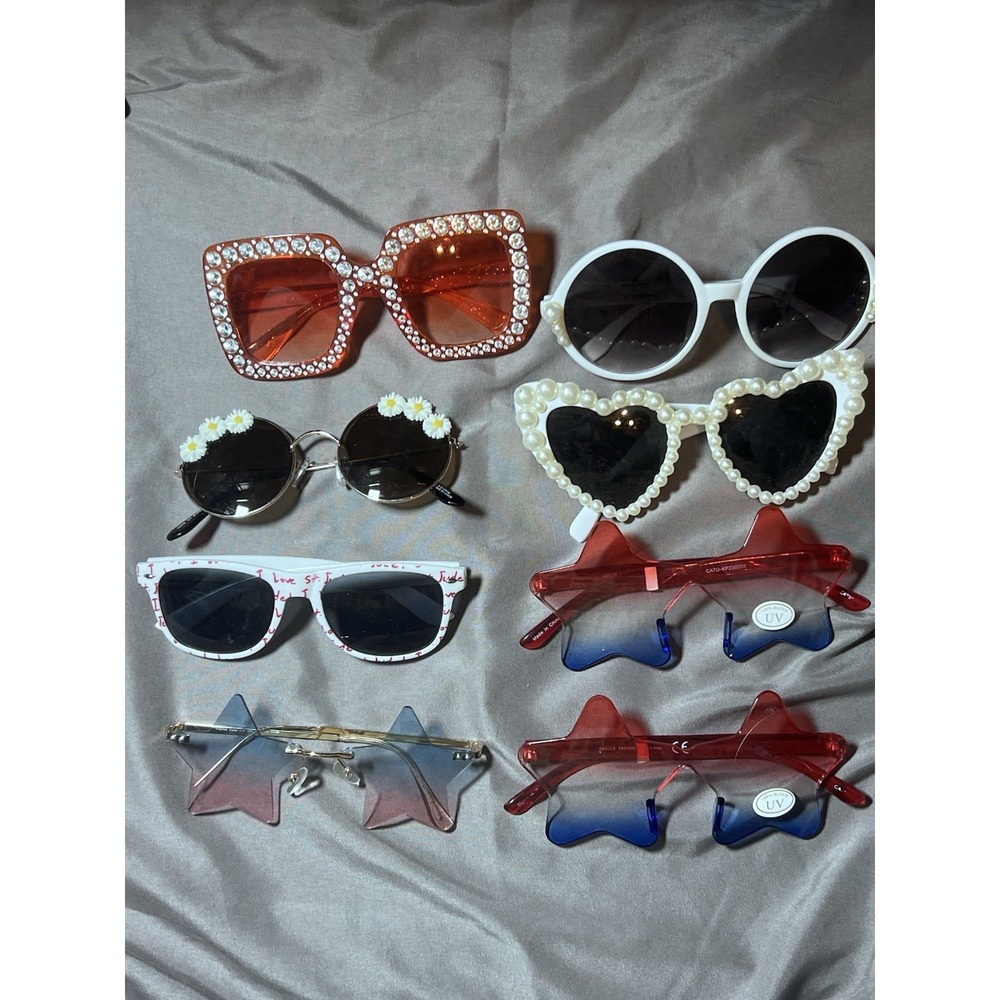Bulk Lot Of 8 Fashion Style Frames Sunglassesโ Some Wear Nice Rhinestones Pearls